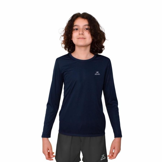 Camiseta Muvin Manga Longa Dry Basic LS FPS50 - Infantil - Foto 1