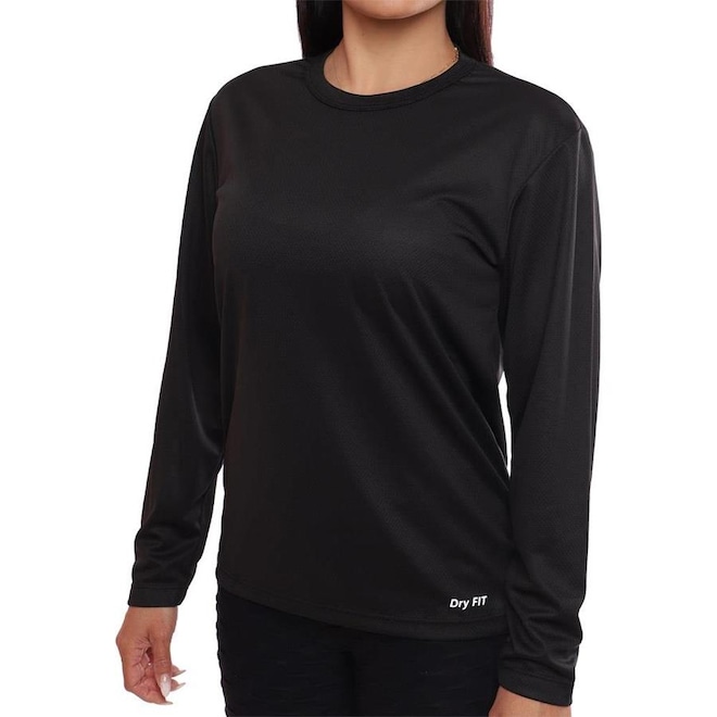 Camiseta Manga Longa Dry Fit Treino Academia Blusa - Feminina - Foto 1