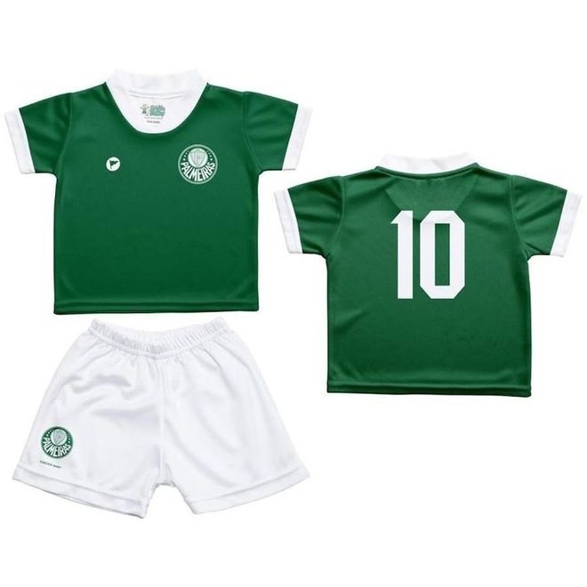 KIt Uniforme do Palmeiras Torcida Baby Camisa 10 Oficial - Infantil - Foto 1