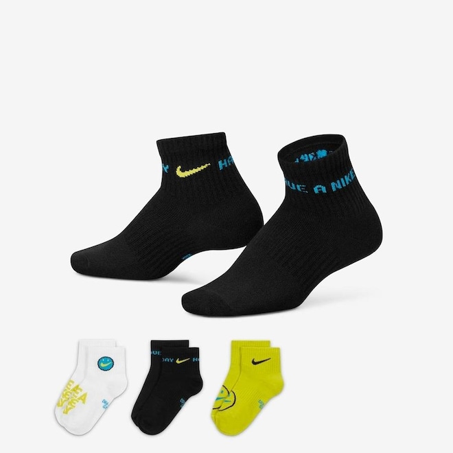 Kit de Meias Cano Curto Nike Lightweight Everyday - Infantil - 3 Pares - Foto 1