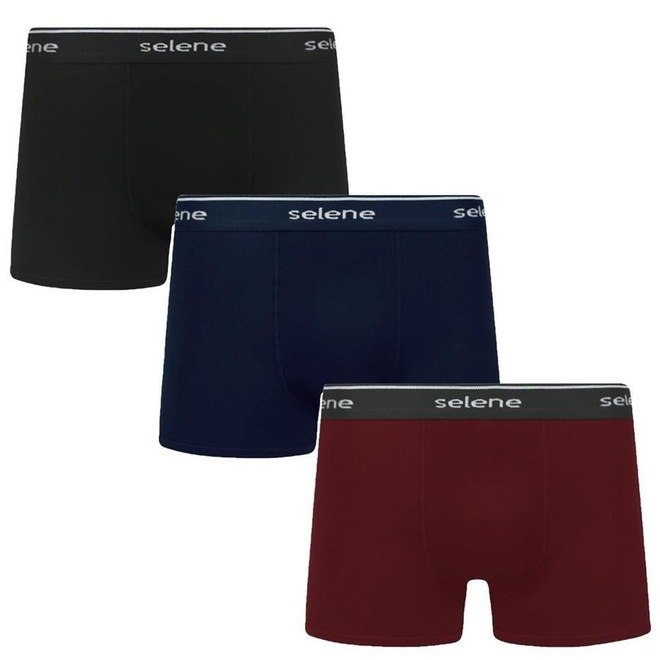 Kit Cuecas Boxer Selene Algodão Plus Size - 3 Unidades - Masculina - Foto 1