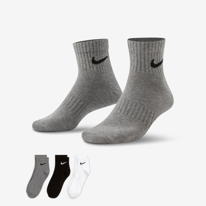Kit de Meias Cano Média Nike Everyday Lightweight Ankle - Unissex - 3 Pares - Foto 1