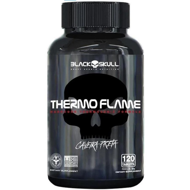 Termogênico Black Skull Thermo Flame Hardcore Cafeína Maior Foco - 120 Cápsulas - Foto 1