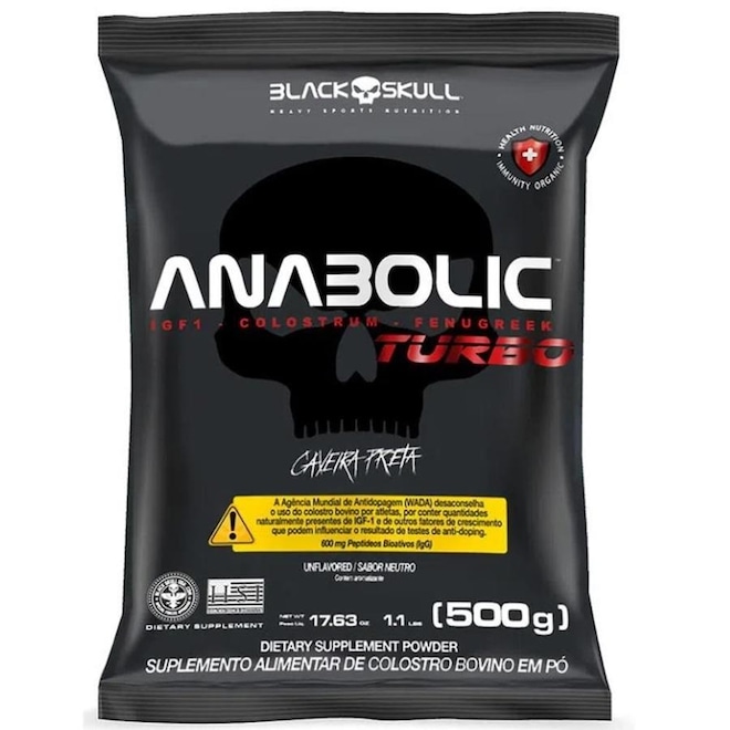 Pós Treino Black Skull Anabolic Turbo Colostro Feno - Grego - 500g - Foto 1