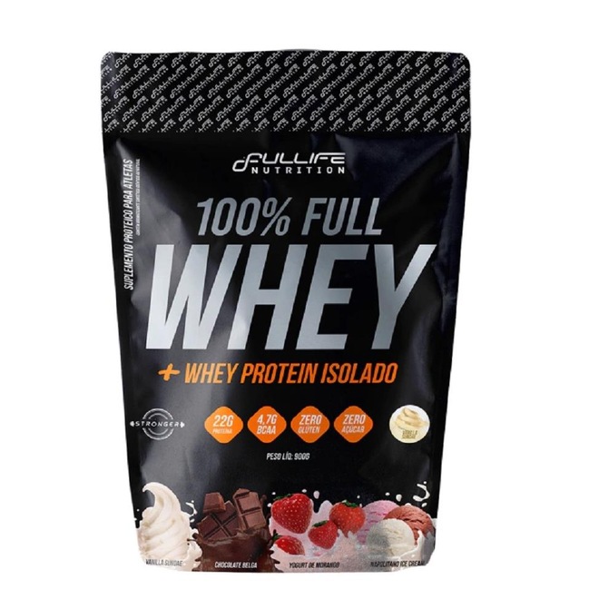 100% Full Whey Protein + Isolado Fullife - Napolitano - 900g - Foto 1