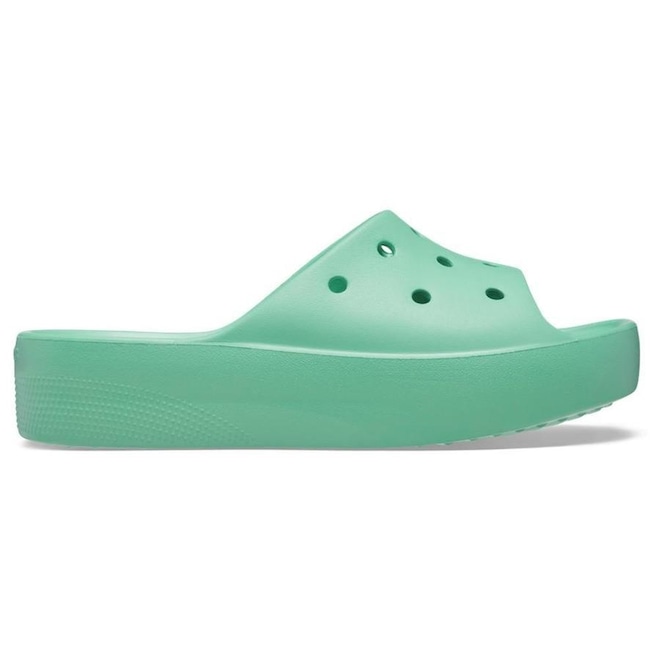 Chinelo Crocs Classic Plataform Slide Jade Stone - Feminino - Foto 1