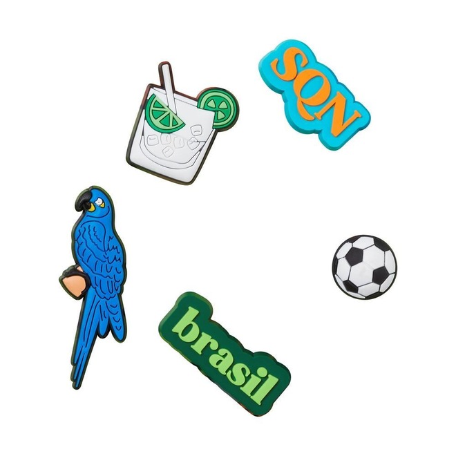 Kit de Acessórios para Sandália Crocs Jibbitz Coleção Wanderlust Brazil - 5 Unds - Foto 1