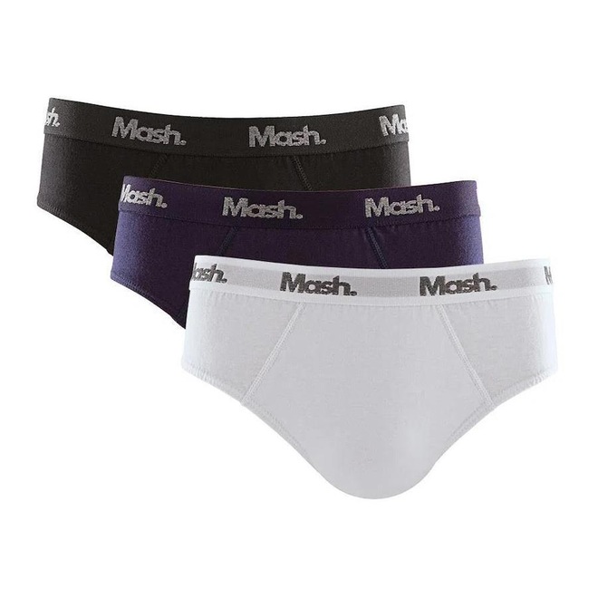 Kit Cuecas Slip Mash Algodão Elástico Conforto - 3 unidades - Adulto - Foto 1