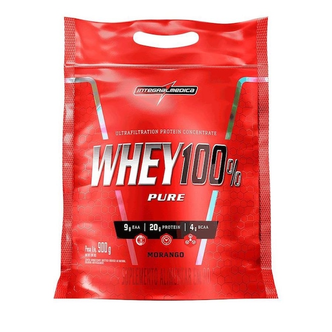 Whey 100% Pure Integralmédica Pouch - Chocolate - 907G - Foto 1