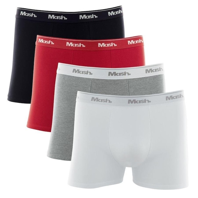 Kit Cueca Boxer Mash Algodão Elástico - 4 Unidades - Masculina - Foto 1