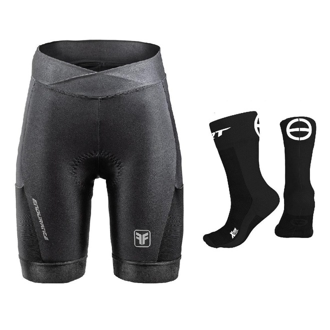 Bermuda de Ciclismo Free Force Endurance Gel - Feminina + Par de Meia - Foto 1
