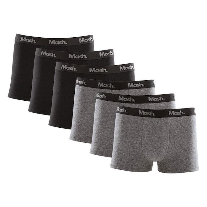 Kit 6 Peças Cueca Boxer Mash Masculina Algodão Elástico - Foto 1