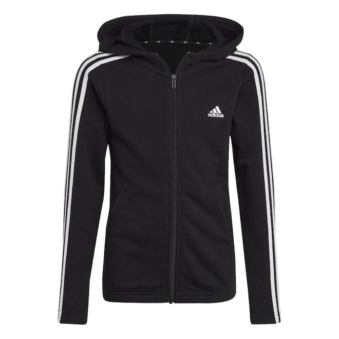 Jaqueta de Moletom com Capuz adidas Essentials 3-Stripes - Infantil - Foto 1