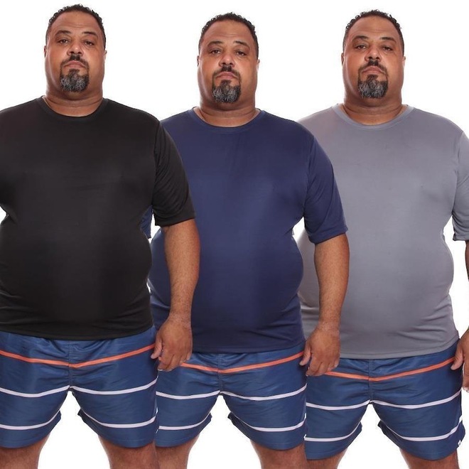 Kit de Camisas Térmica Dellas Fit Dry Fit Plus Size com Proteção Solar Uv - 3 Unidades - Masculina - Foto 1