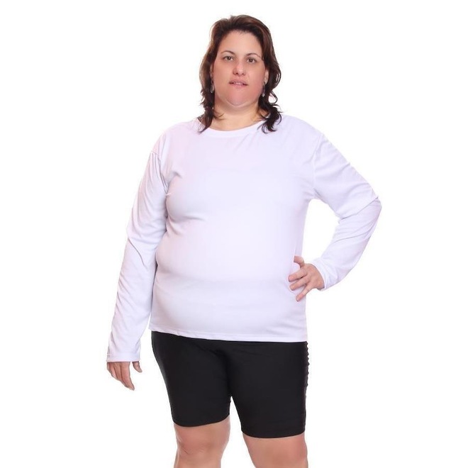 Camisa Térmica Dellas Fit Dry Fit Plus Size Manga Longa com Proteção Solar Uv - Feminina - Foto 1