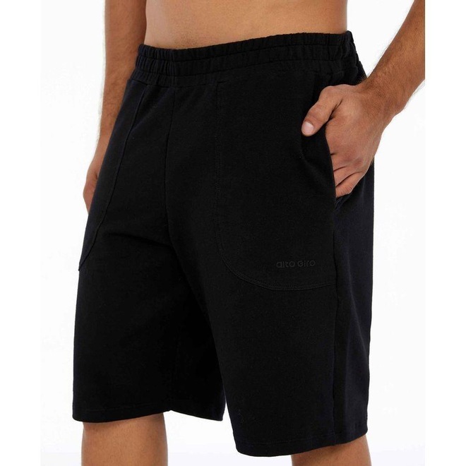 Bermuda Alto Giro Sport Fleece Bolso com Ziper - Masculina - Foto 1