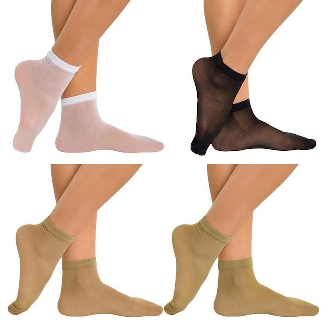 Kit Meias Soquete Selene Fio 15 com 4 Pares - Feminina - Foto 1