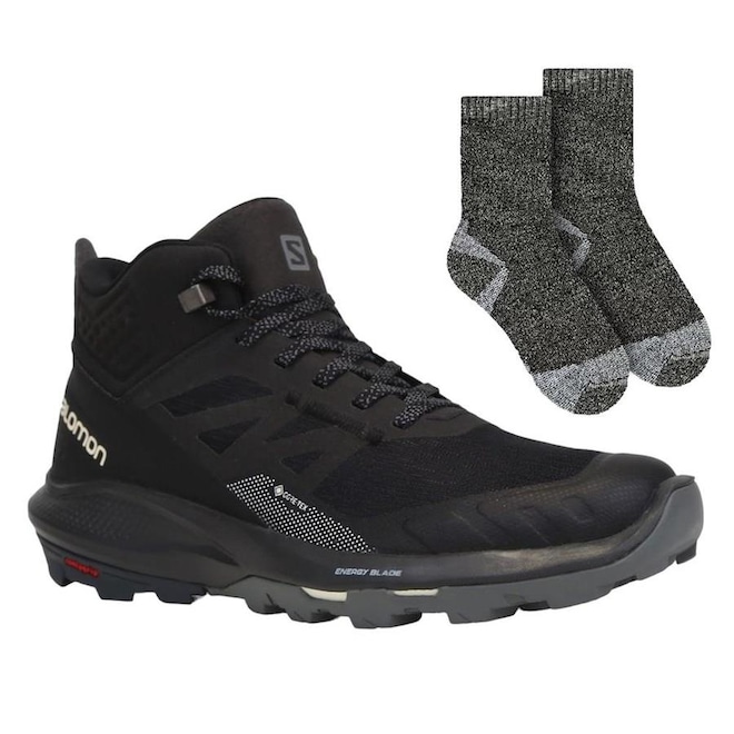 Kit Bota Salomon Impermeável Outpulse + Par de Meia - Masculina - Foto 1