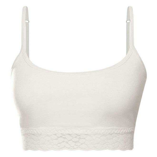 Top Fitness She Alças Cotton Orgânico Rendado - Feminino - Foto 1