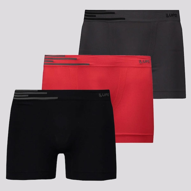 Kit Cueca Boxer Lupo Light Fit Sortidas - 3 unidades - Masculina - Foto 1