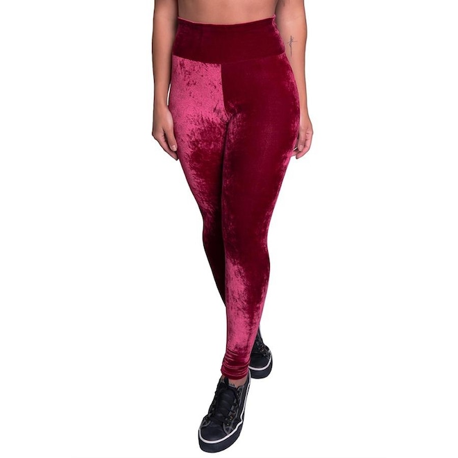 Calça Legging MVB Modas Veludo Molhado Cintura - Feminina - Foto 1