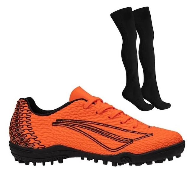 Kit Penalty: Chuteira Society Bravo Xxii + Meião - Infantil - Foto 1