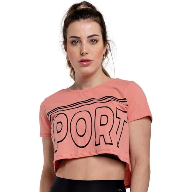 Blusa Cropped Fitness Básico Hoopfit Academia - Feminina - Foto 1