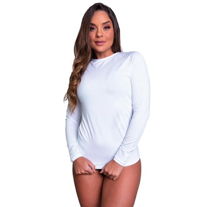 Camisa Térmica MVB Modas Manga Longa Proteção Uv 50+ - Feminina - Foto 1