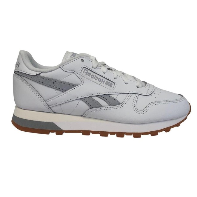 Tênis Reebok Classic Leather - Feminino - Branco e Cinza - Foto 1