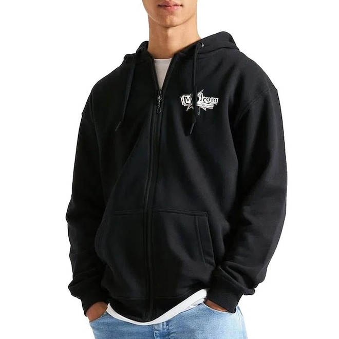 Blusão de Moletom com Capuz Volcom com Zíper - Masculino - Foto 1