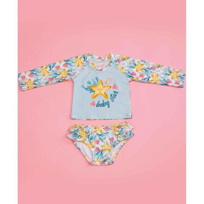 Biquini Cia do Broto Italia Camiseta Uv Estrela - Infantil - Foto 1