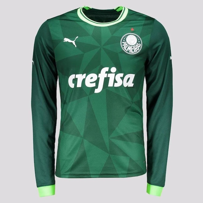 Camisa do Palmeiras Manga Longa I 2023 23 R. Veiga Puma - Masculina - Foto 1