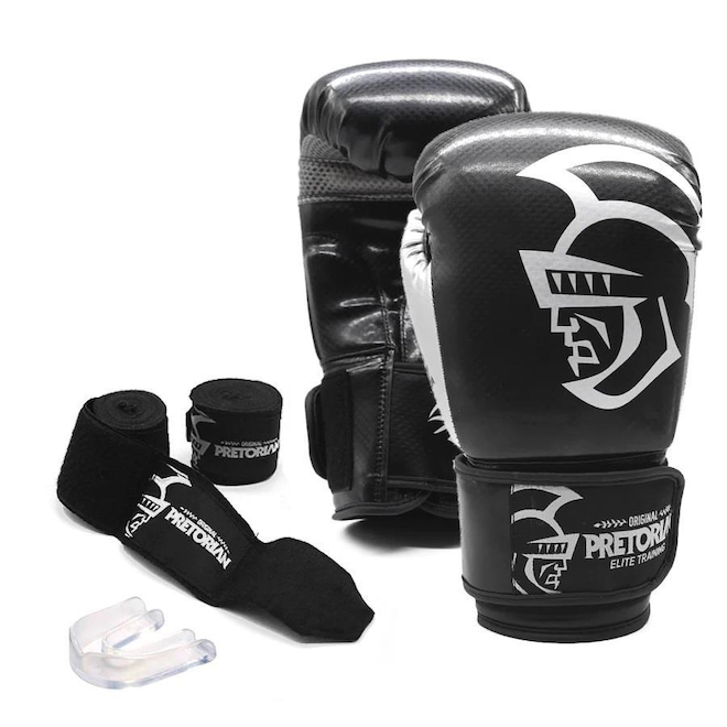 Kit de Boxe Pretorian: Bandagem + Protetor Bucal + Luvas de Boxe Elite - 10 OZ - Adulto - Foto 1