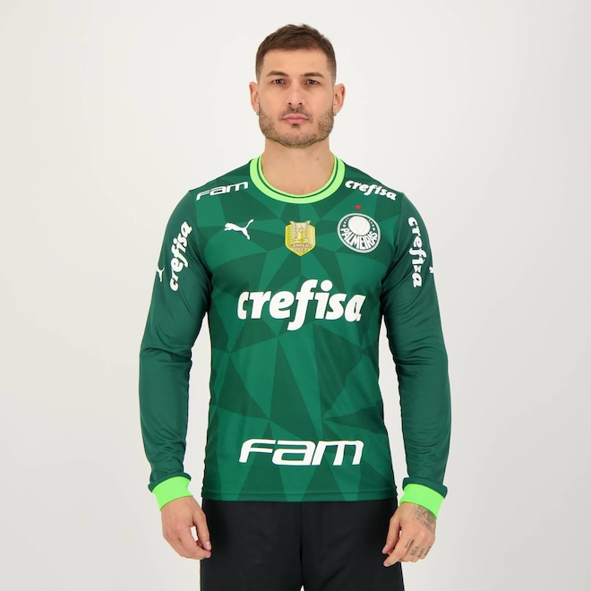 Camisa do Palmeiras Puma I 2023 Manga Longa Campeão Brasileiro 2022 - Masculino - Foto 1