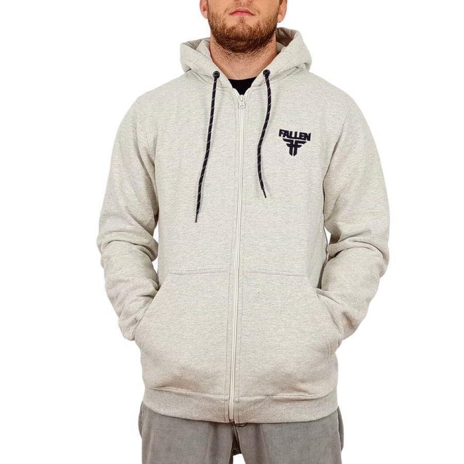 Jaqueta de Moletom com Capuz Fallen Logo Off White - Masculino - Foto 1
