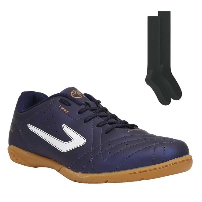 Kit Chuteira Futsal Topper Boleiro V + Meião - Adulto - Foto 1