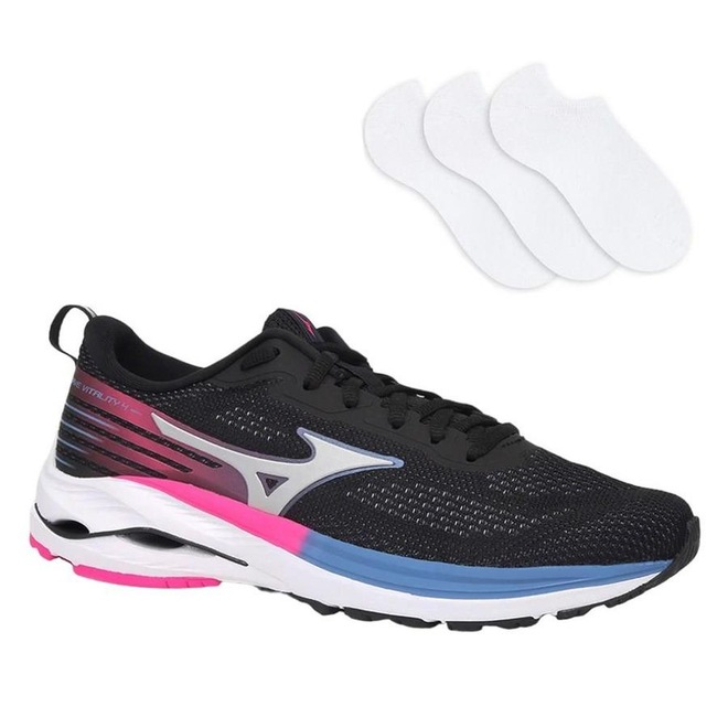 Kit Tênis Mizuno Wave Vitality 4 + 3 Pares de Meias - Feminino - Foto 1