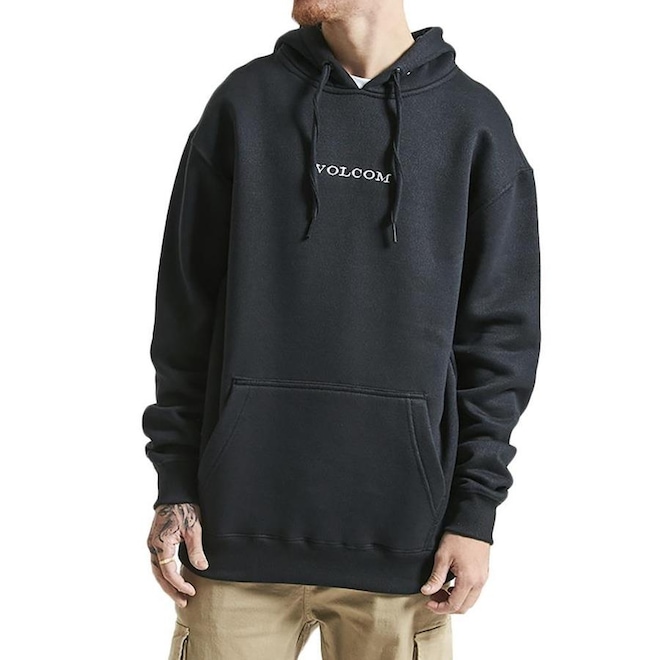 Blusão de Moletom com Capuz Volcom Canguru Signature - Masculino - Foto 1