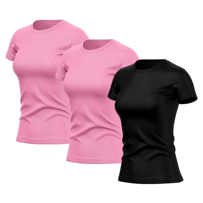 Kit de Camisas Térmica Adriben Dry Fit com Proteção Solar Academia - 3 Unidades - Feminina - Foto 1