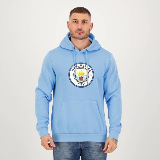 Blusão de Moletom com Capuz Futfanatics Manchester City Escudo - Masculino - Foto 1