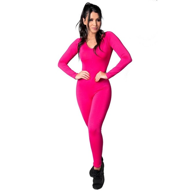 Macacão Fitness MVB Modas Longo 3/4 Costa Fechada Fitness Suplex - Feminino - Foto 1