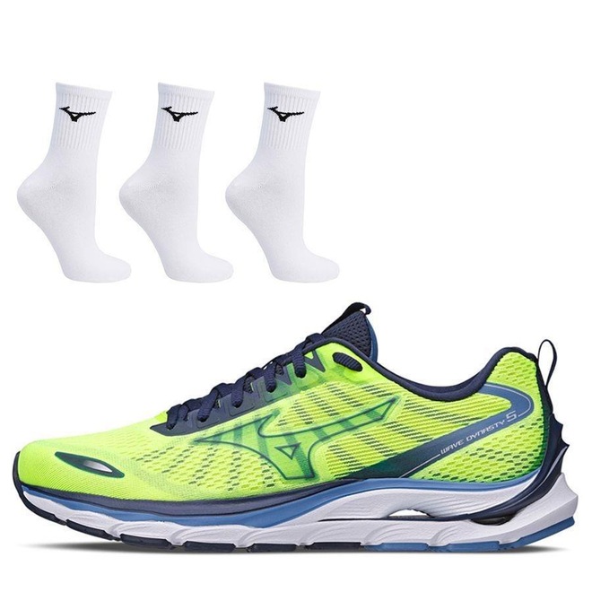 Kit Mizuno: Tênis Wave Dynasty 5 + 3x Meias - Masculino - Foto 1