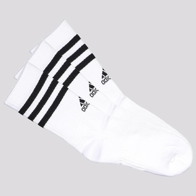 Kit Meia Cano Alto adidas 3S - 3 Pares - - Foto 1