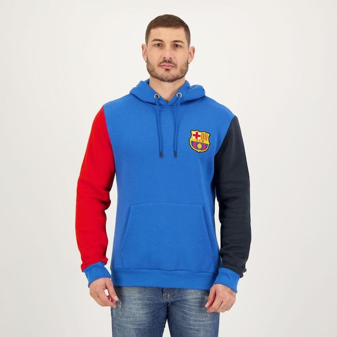 Blusão de Moletom Barcelona Canguru Futfanatics - Masculina - Foto 1