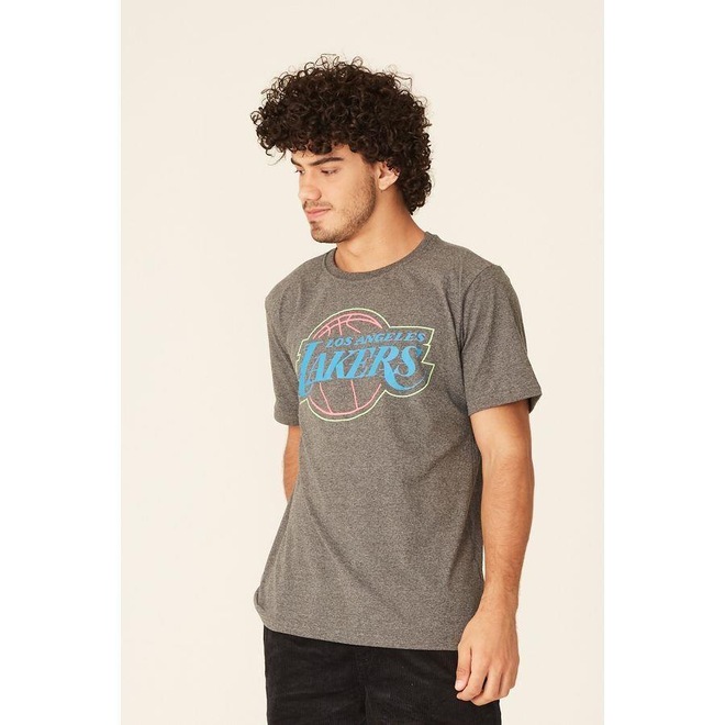 Camiseta Nba Estampada Los Angeles Lakers Casual - Masculina - Foto 1