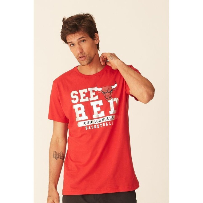 Camiseta NBA Estampada Chicago Bulls Casual - Masculina - Foto 1