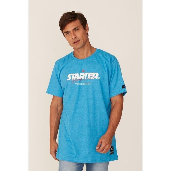 Camiseta Starter Estampada Azul Mescla - Masculino - Foto 1