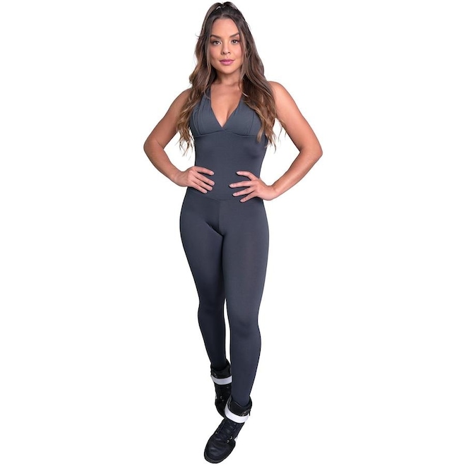 Macacão Fitness com Bojo Mvb Modas Feminino Suplex Academia - Foto 1