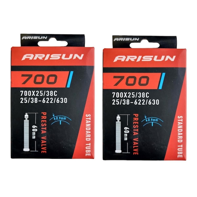 Par Câmara de Ar 700 X 25/38 Bike Arisun Bico Fino 60 Mm - Foto 1