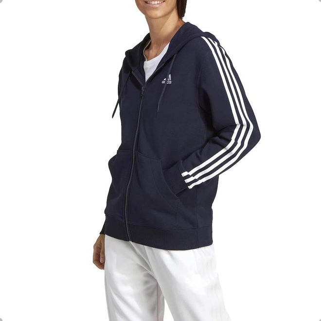 Jaqueta com Capuz adidas Regular Essentials 3-Stripes - Feminina - Foto 1
